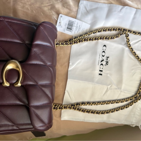 COACH Quilted Black Currant Tabby 20 Leather Shoulder Bag - Picture 11 of 13